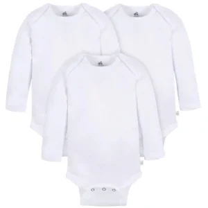 Long Sleeve Bodysuit - White- 3pk