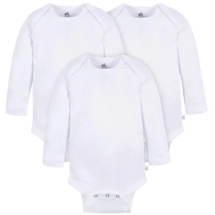 Long Sleeve Bodysuit - White- 3pk