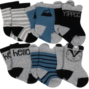 6-Pack Baby Boys Badger Organic Wiggle Proof Socks 6/9
