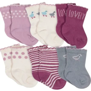 6-Pack Baby Girls Ducklings Organic Wiggle Proof Socks