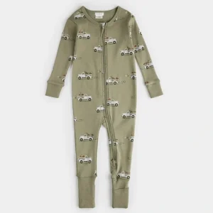 Pyjama Convertible verte imprim de camions citrouilles - Petit Lem