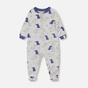 Pyjama gris mixte imprim de chiens en coton biologique- Deux par Deux