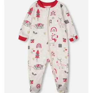 Pyjama une pice en coton biologique - Licornes de nol - Deux par Deux